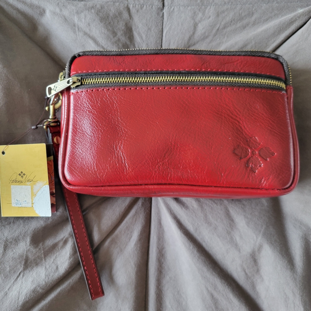 Patricia Nash Red Leather Wristlet Clutch